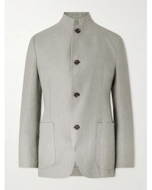 Eleventy Slim-fit Linen Blazer - Grey