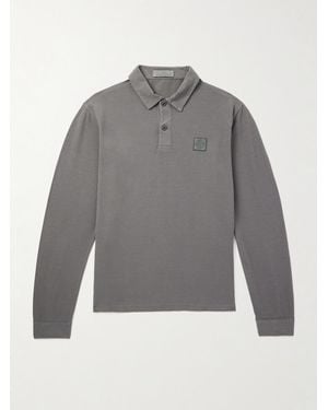 Stone Island Ghost Oberteil aus Baumwoll-Jersey mit Polokragen und Logoapplikation - Grau