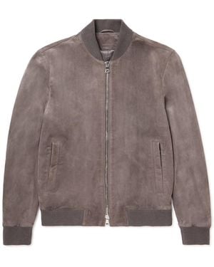 MR P. Suede Bomber Jacket - Brown
