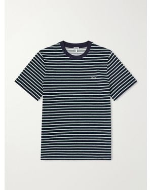 Loewe Logo-Embroidered Striped Cotton-Blend Terry T-Shirt - Blue