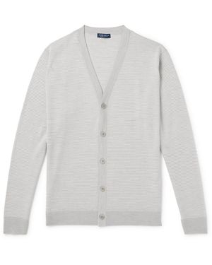 Peter Millar Cane Striped Wool Cardigan - White