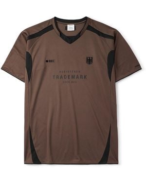 Vetements Printed Embroidered Paneled Cotton-mesh T-shirt - Brown