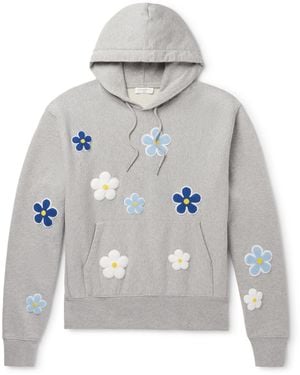 Sandro Appliquéd Mélange Loopback Cotton-jersey Hoodie - Grey