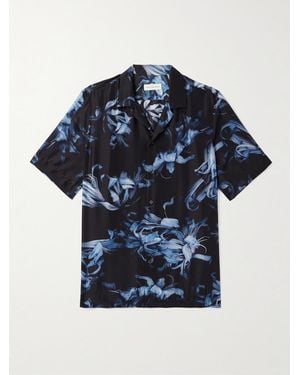 Dries Van Noten Camp-Collar Printed Silk-Habotai Shirt - Blue