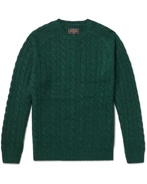 Beams Plus Cable-Knit Wool Sweater - Green