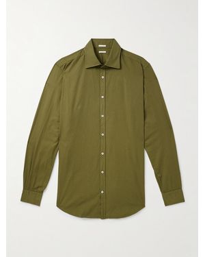 Massimo Alba Striped Cotton Shirt - Green