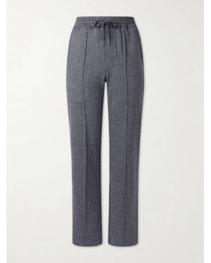 Tom Ford Straight-Leg Herringbone Cotton, Wool And Silk-Blend Drawstring Trousers - Grey