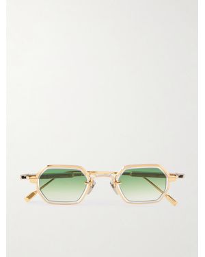 sato Hadar-T Hexagonal-Frame- And-Tone Titanium Sunglasses - Green
