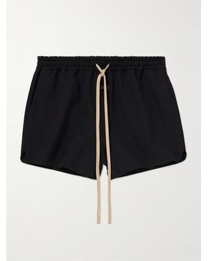 Fear Of God Wide-Leg Logo-Appliquéd Virgin Wool-Crepe Drawstring Shorts - Black
