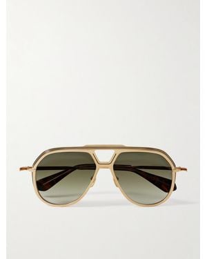 Jacques Marie Mage Lockheed Aviator-style Gold-tone And Tortoiseshell Acetate Sunglasses - Metallic