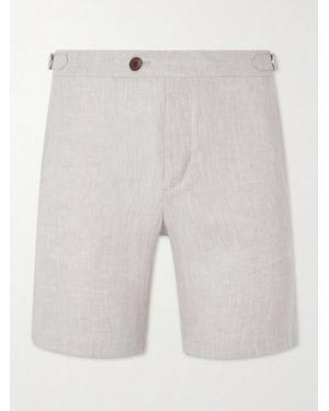 MR P. Straight-Leg Herringbone Linen Shorts - White