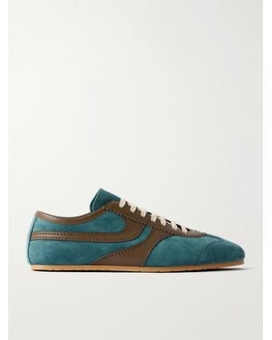 Dries Van Noten Leather-Trimmed Suede Trainers - Green