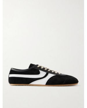 Dries Van Noten Leather-Trimmed Suede Trainers - Black