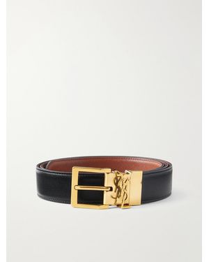Saint Laurent 3cm Reversible Leather Belt - Black