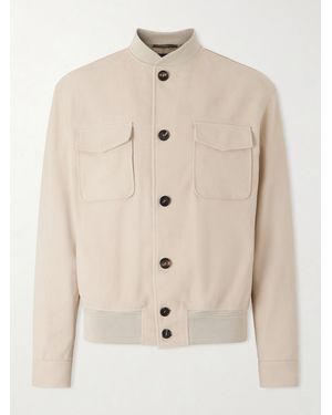 Slowear Suede Bomber Jacket - Natural