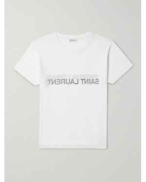 Saint Laurent T-Shirt aus Baumwoll-Jersey mit Logoprint - Grau