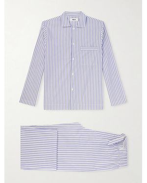 Tekla Striped Organic Cotton-poplin Pyjamas - Purple
