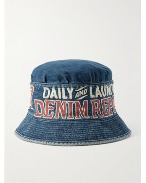 Kapital Laundry Printed Denim Bucket Hat - Blue