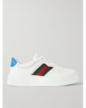 Gucci Web-Trim Leather Trainers - White