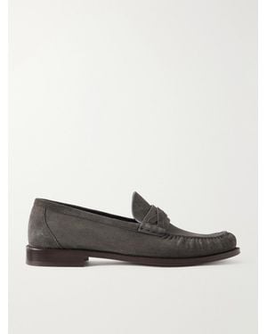 Brunello Cucinelli Flex Suede Penny Loafers - Grey