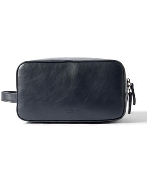 Metier Leather Wash Bag - Blue