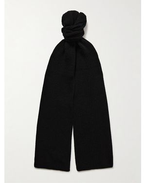 William Lockie Ribbed Cashmere Scarf - Black