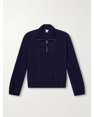 Bottega Veneta Wool-Blend Bouclé Half-Zip Sweatshirt - Blue
