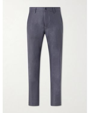 Canali Straight-Leg Wool And Linen-Blend Twill Suit Trousers - Blue