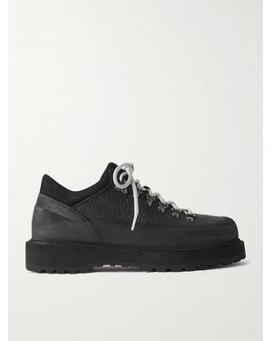 Diemme Cornaro Gomma Rubber And Suede-Trimmed Full Grain-Leather Trainers - Black