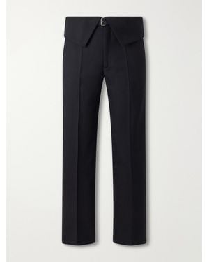 Dries Van Noten Flared Belted Wool-Twill Trousers - Blue