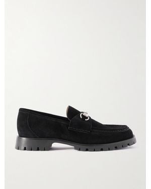 Gucci Sylke Horsebit-Embellished Suede Loafers - Black