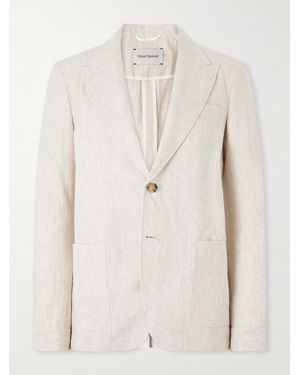 Oliver Spencer Tillman Herringbone Cotton And Linen-Blend Suit Jacket - Natural