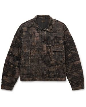 Kapital Boro Distressed Patchwork Cotton And Linen-Blend Jacket - Black