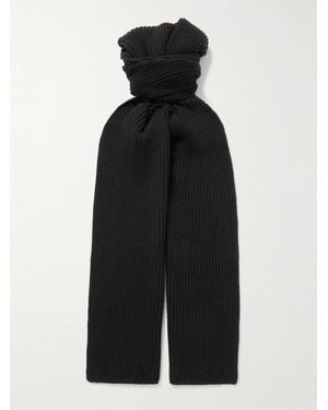 Johnstons of Elgin Ribbed Cashmere Scarf - Black