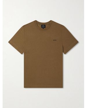 A.P.C. Oliver Logo-Embroidered Cotton-Jersey T-Shirt - Brown