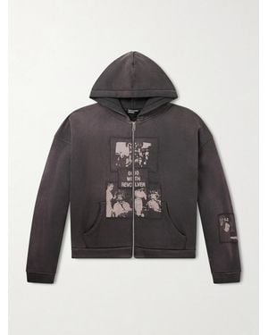 Enfants Riches Deprimes God With Revolver Printed Cotton-jersey Zip-up Hoodie - Grey