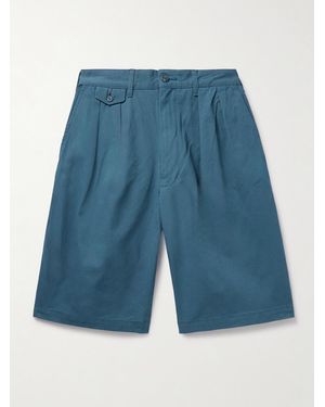 Beams Plus Weit geschnittene Shorts aus Baumwoll-Twill mit Falten - Blau
