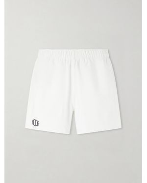 Bode Field Straight-Leg Logo-Embroidered Cotton-Twill Shorts - White