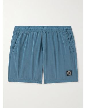 Stone Island Straight-Leg Mid-Length Logo-Appliqued Econyl Nylon Metal Swim Shorts - Blue