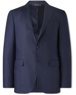 Canali Kei Unstructured Linen And Wool-blend Suit Jacket - Blue