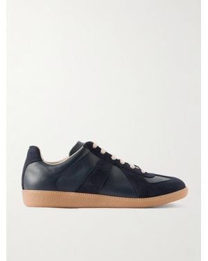 Maison Margiela Replica Leather And Suede Trainers - Blue