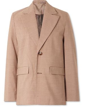 Séfr Insight Gingham Woven Suit Jacket - Natural