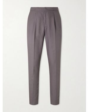 Officine Generale Drew Tapered Pleated Lyocell, Linen And Cotton-Blend Trousers - Grey