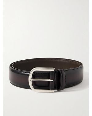 Anderson's 3.5Cm Burnished-Leather Belt - Black