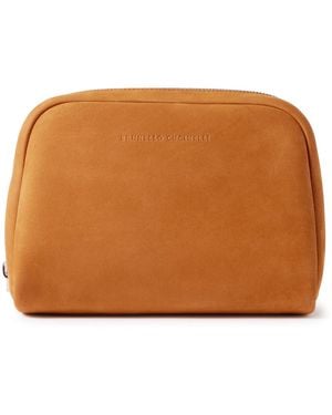 Brunello Cucinelli Suede Wash Bag - Brown
