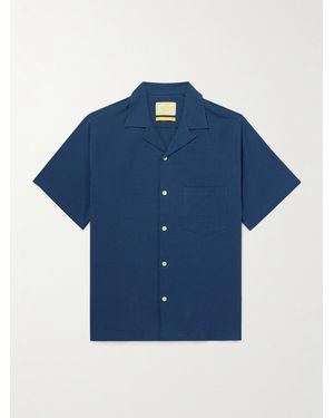 Portuguese Flannel Flamé Convertible-Collar Cotton-Blend Seersucker Shirt - Blue