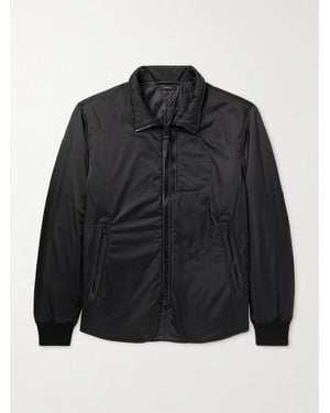 Tom Ford Padded Leather-Trimmed Satin Bomber Jacket - Black