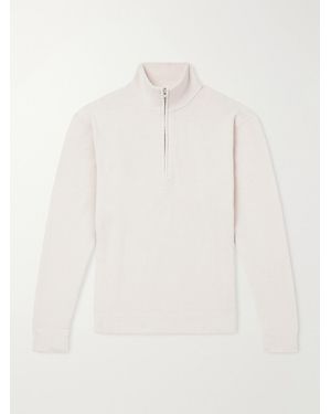 NN07 Danny 6429 Ribbed Chenille Half-Zip Jumper - White