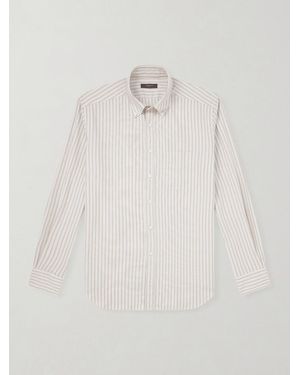Slowear Glanshirt Button-Down Collar Striped Organic Cotton Oxford Shirt - Natural