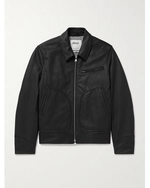 Valstar Padded Full-Grain Leather Biker Jacket - Black